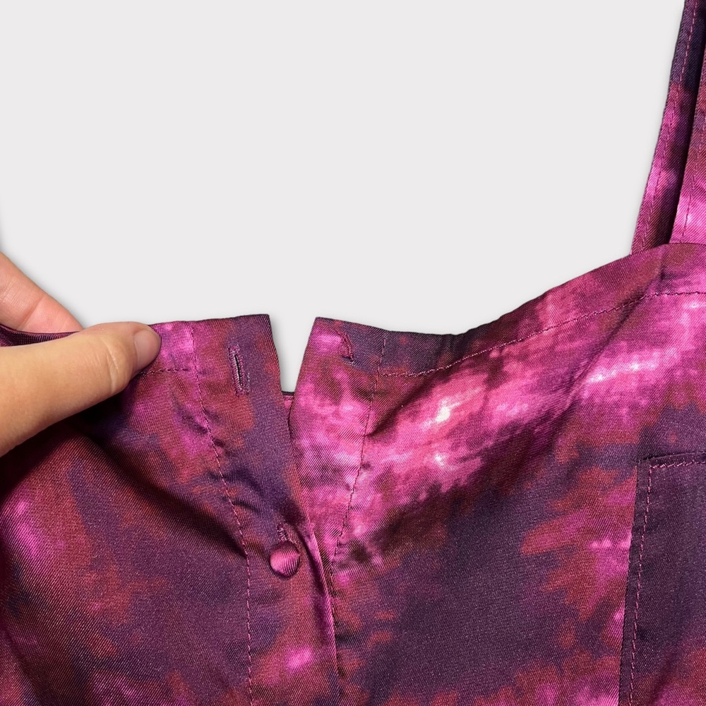 CINQ A SEPT Tie Dye Alexa Dress Size 6 Slip Dress Purple Long Maxi Satin - Picture 12 of 12